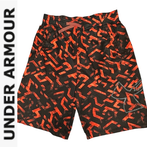 Under Armour Other - Boys Under Armour Gym/Basketball Shorts Patterned Orange/Black XL